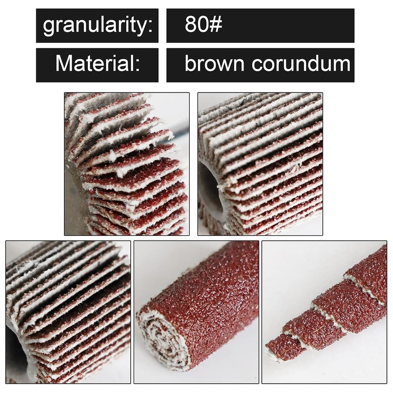 FPPO 40 PCS Abrasive Flap Wheel Sander,80 Grit 3mm Shank Diameter Cone Shape Abrasive Sandpaper Flap Sanding Wheel Grinding Head for Rotary Tool - Image 4